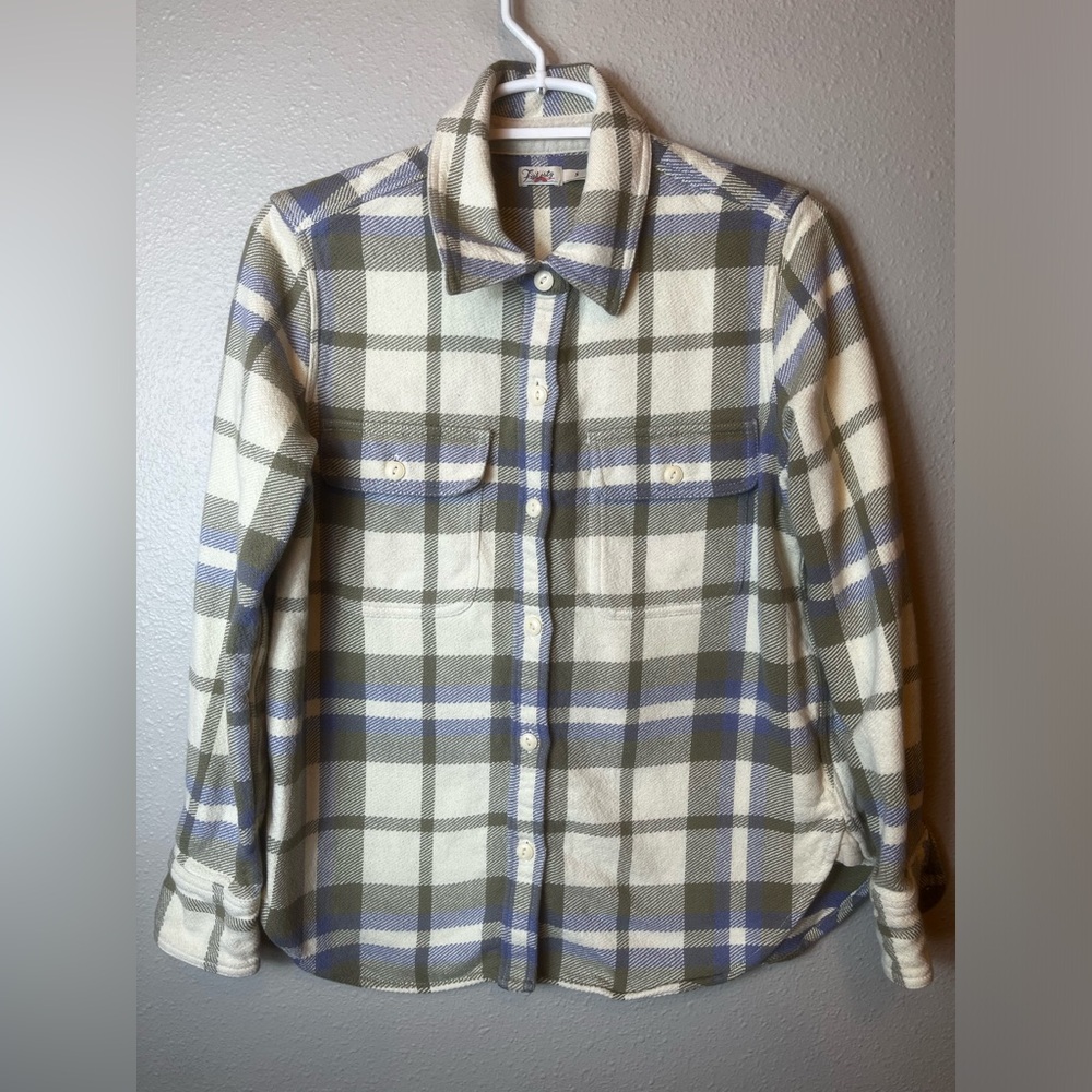 Faherty Women’s Organic Cotton Green/Cream/Blue Flannel Size S